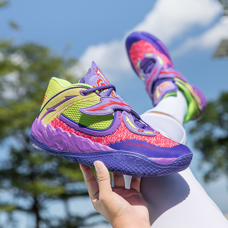 New Model of Three-Ball 5Th Generation Velcro Practical Basketball Shoes for Teenagers and Students, Wear-Resistant and Non-Slip Men's Sports Boots