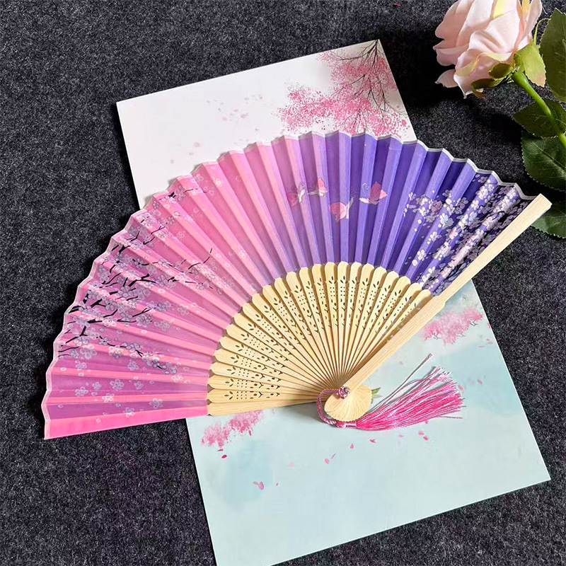 Ventilador de estilo antiguo ventilador plegable hombres y mujeres ventilador de baile clásico antiguo traje fotografía de rendimiento Hanfu apoyos estilo chino ventilador plegable hecho a mano