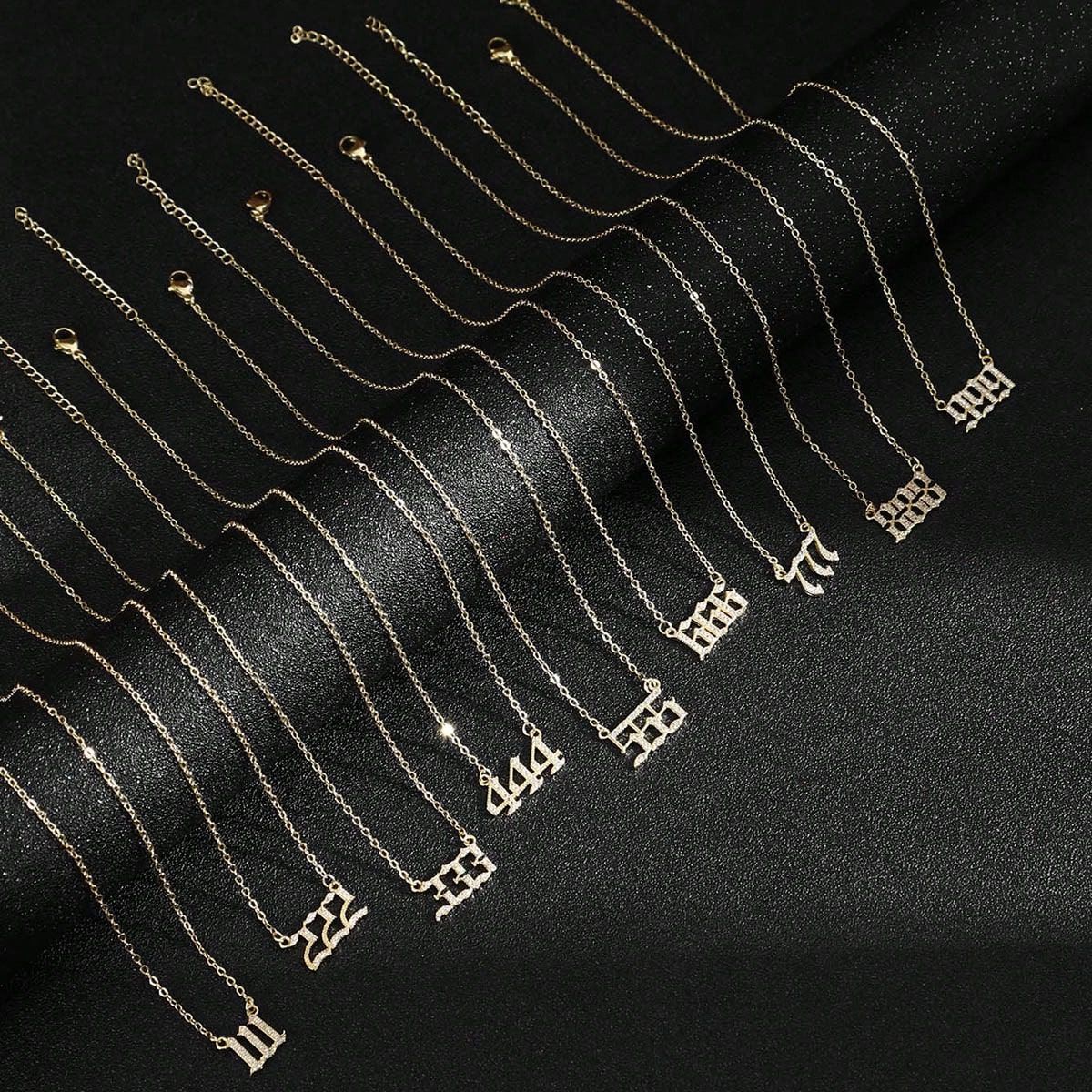 New Angel Number 111-999 Micro inlaid Zircon Pendant Necklace for Women's Personalized Fashion Jewelry_voghion.com