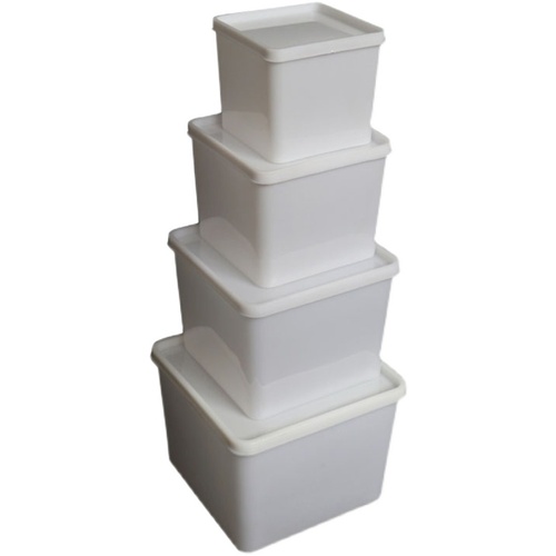 EM2O正方形小盒子塑料带盖透明四方盒无盖白色PP调料大号储物收纳