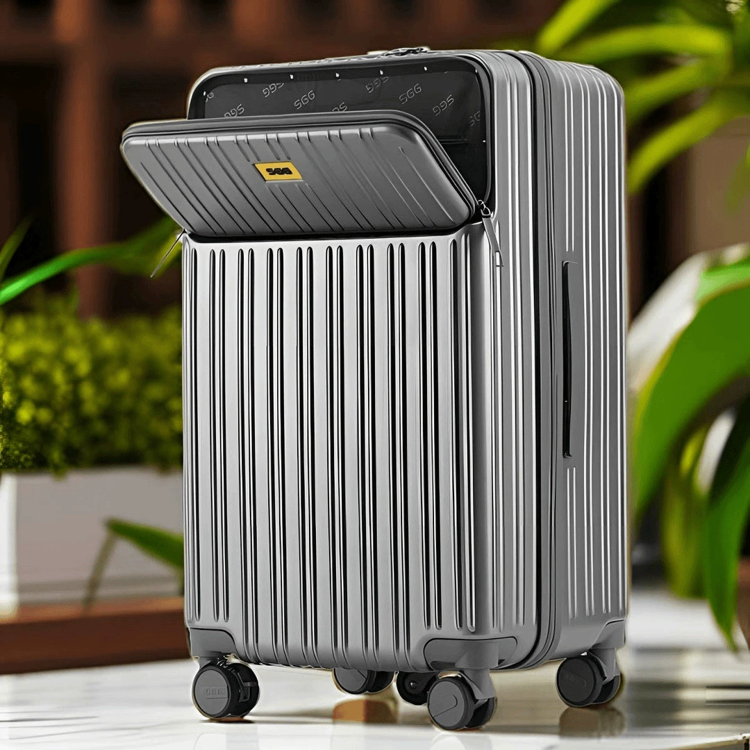 SGG чемодан с передним открытием, тележка, пять колес, большая вместимость, прочный посадочный чемодан, бесшумный модный чемодан