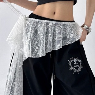 Irregular Design 2025 New Lace Trim Tie-Up Magic Slit Apron Skirt Internet Celebrity Half Skirt