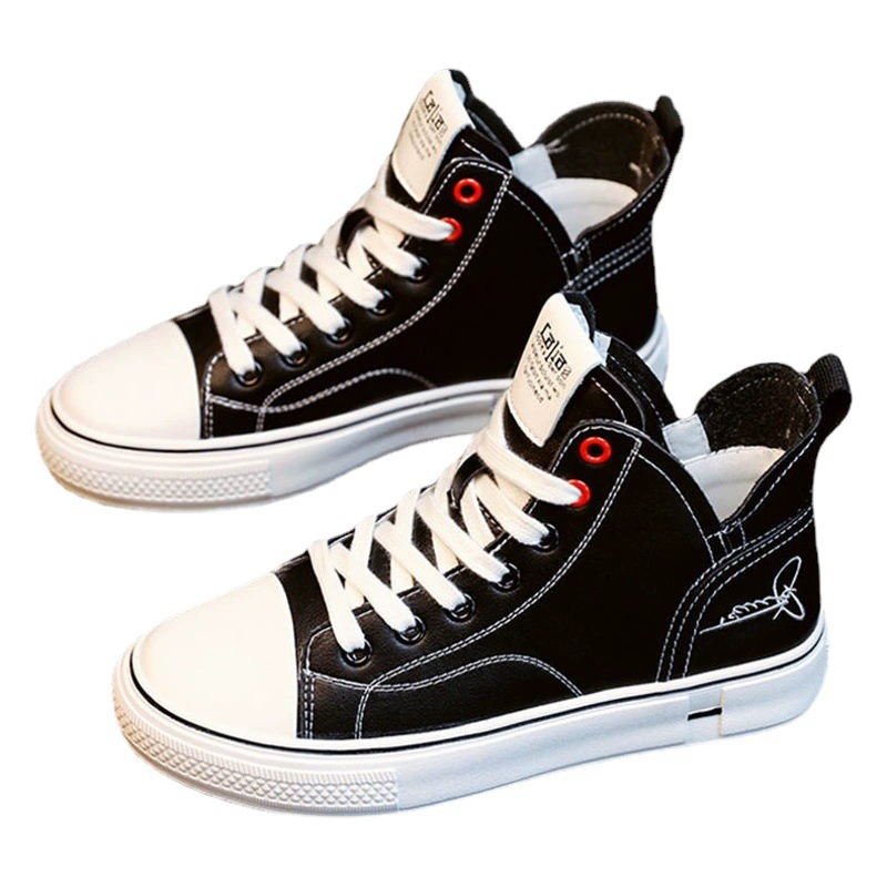 Женские высокие кроссовки из натуральной кожи, белые, новинка 2025 года, весна-осень, в корейском стиле, дышащие, на плоской подошве, модные, износостойкие, нескользящие