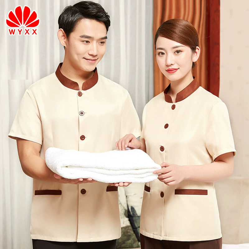 Новая Чистящая рабочая одежда Костюм с коротким рукавом Недвижимость Отель Официант Очиститель Тетушка Чистящая одежда с коротким рукавом