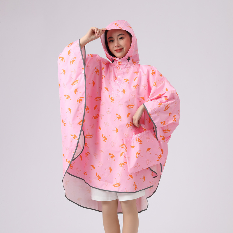 Japanese-Style Cross-Border Adult Rain Poncho Raincoat, Ultra-Light Pongee for Women and Students, Backpack Rain Cover, Outdoor Hooded Poncho
