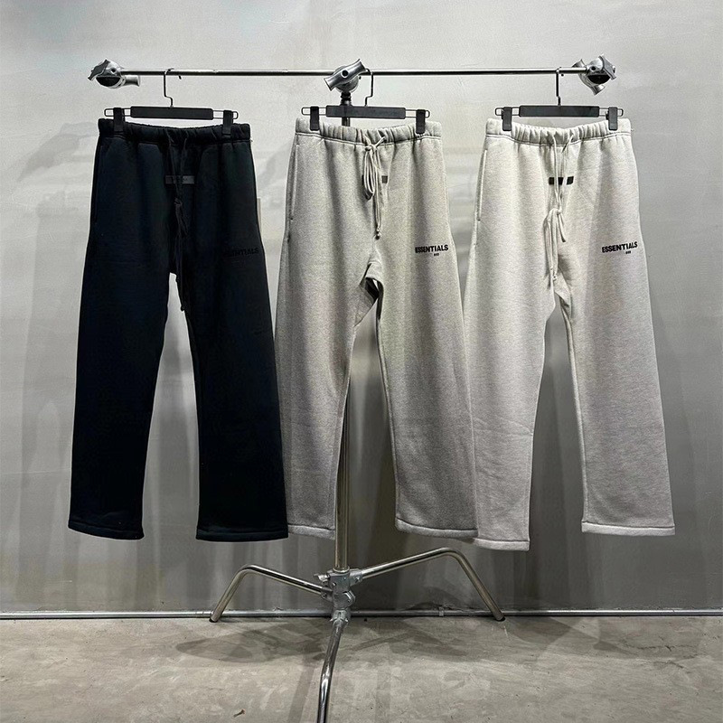 ESSENTIALS Season 8 FOG Flocking Letters High Street Loose Casual Straight fleece-lined Warm Pants Sweatpants ESSENTIALS Season 8 FOG Flocking Letters High Street Loose Casual Straight fleece-lined Warm Pants Sweatpants