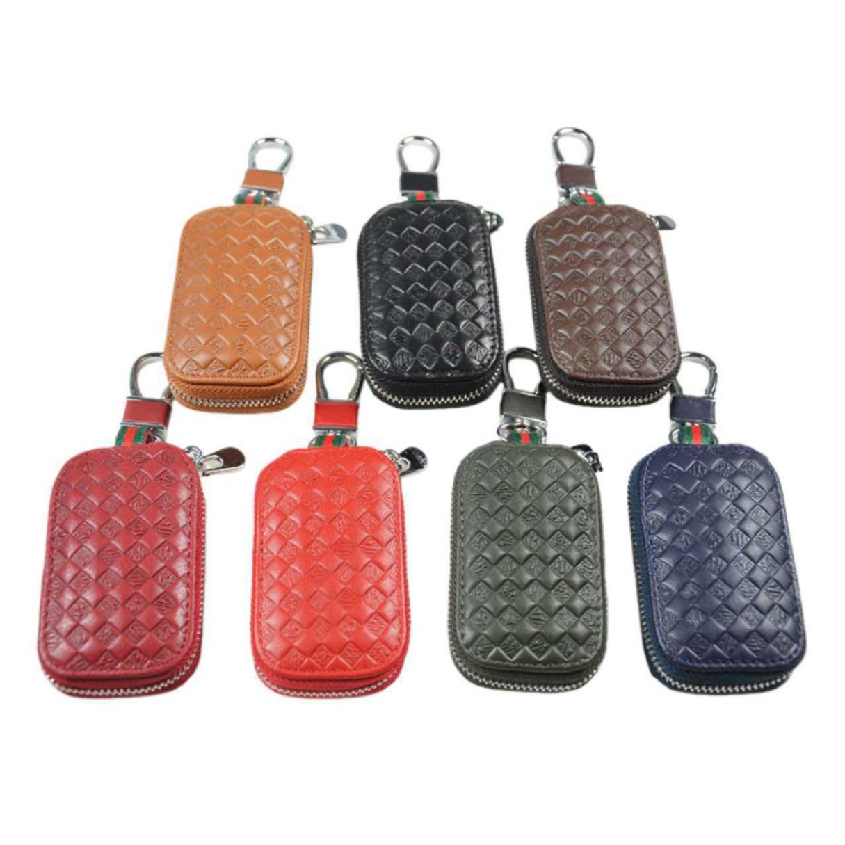 New cowhide zipper key bag business zipper men's and women's waist multi-function high-end key bag car key bag