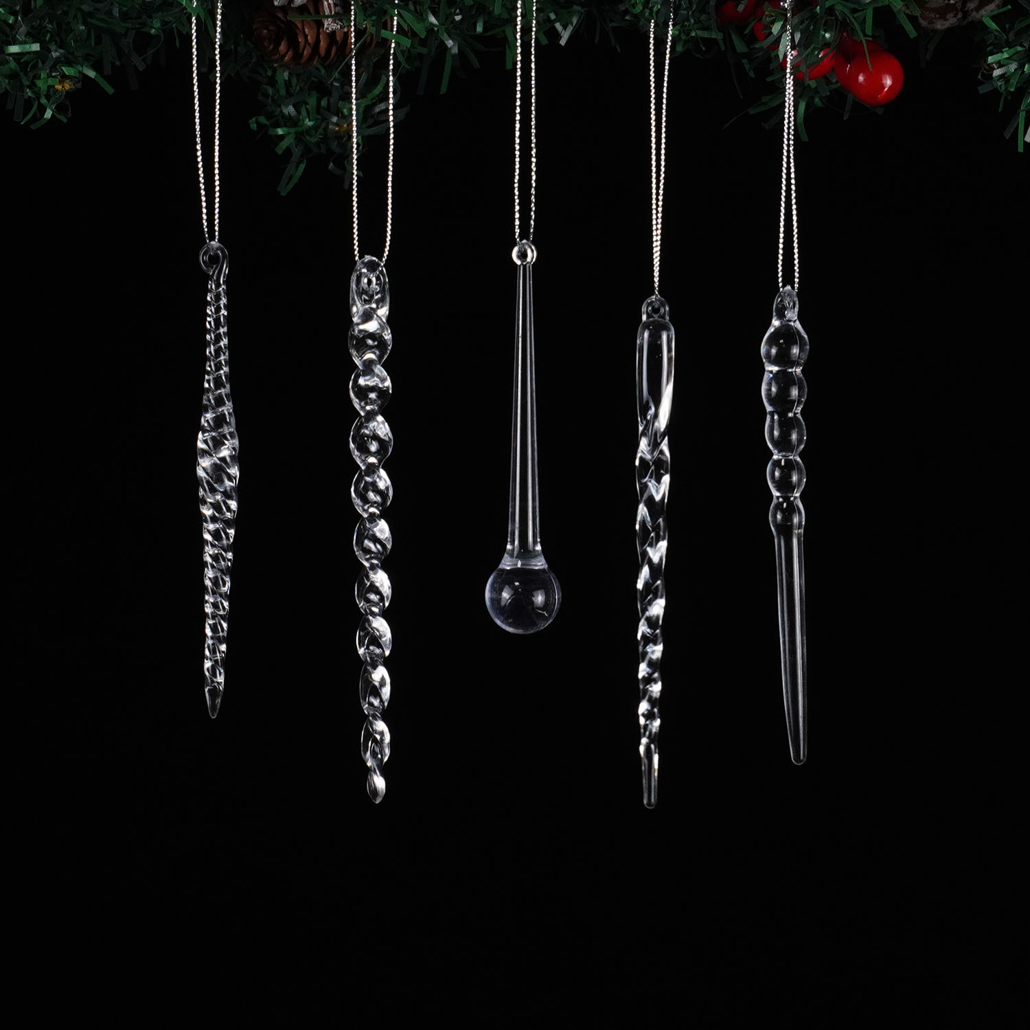 圣诞装饰冰条挂饰亚克力水晶透明冰条配件圣诞树创意装饰冰条挂件