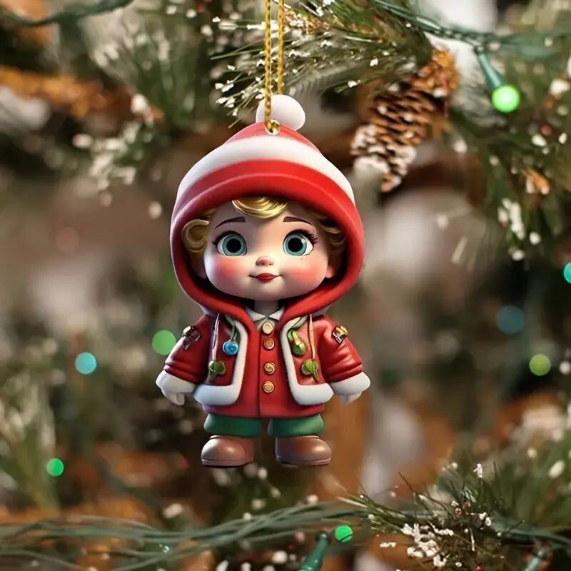 国境を越えたクリスマスで人気の新作アクリル製平面漫画キャラクターカップルシリーズクリスマスツリー飾りペンダント|undefined