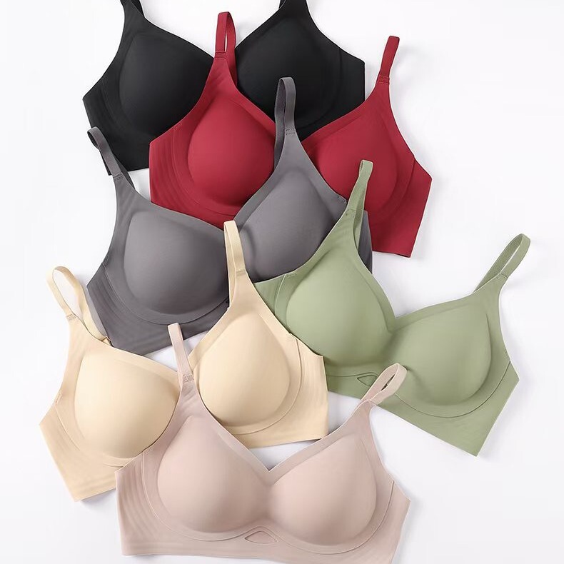 J03-120 Original Traceless Glazed Soft Support Underwear Women's Comfortable Cloud Sense Lightweight Built-in Mango Cup Bra