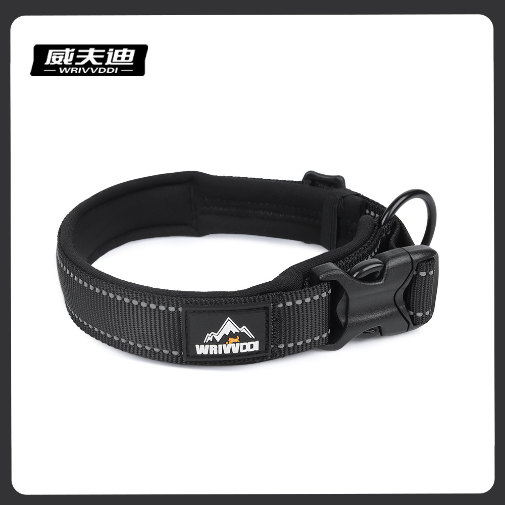 Collar de perros ajustable collar de perros reflectante de nylon collar de perros a prueba de explosiones de tamaño medio collar de perros de color sólido