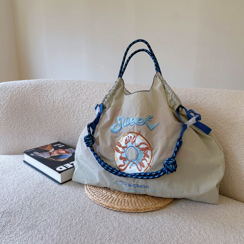 日本製ボールチェーンバッグ高源源同型ショッピングバッグドーナツ刺繍ナイロンショルダークロスボディレディースバッグ|undefined