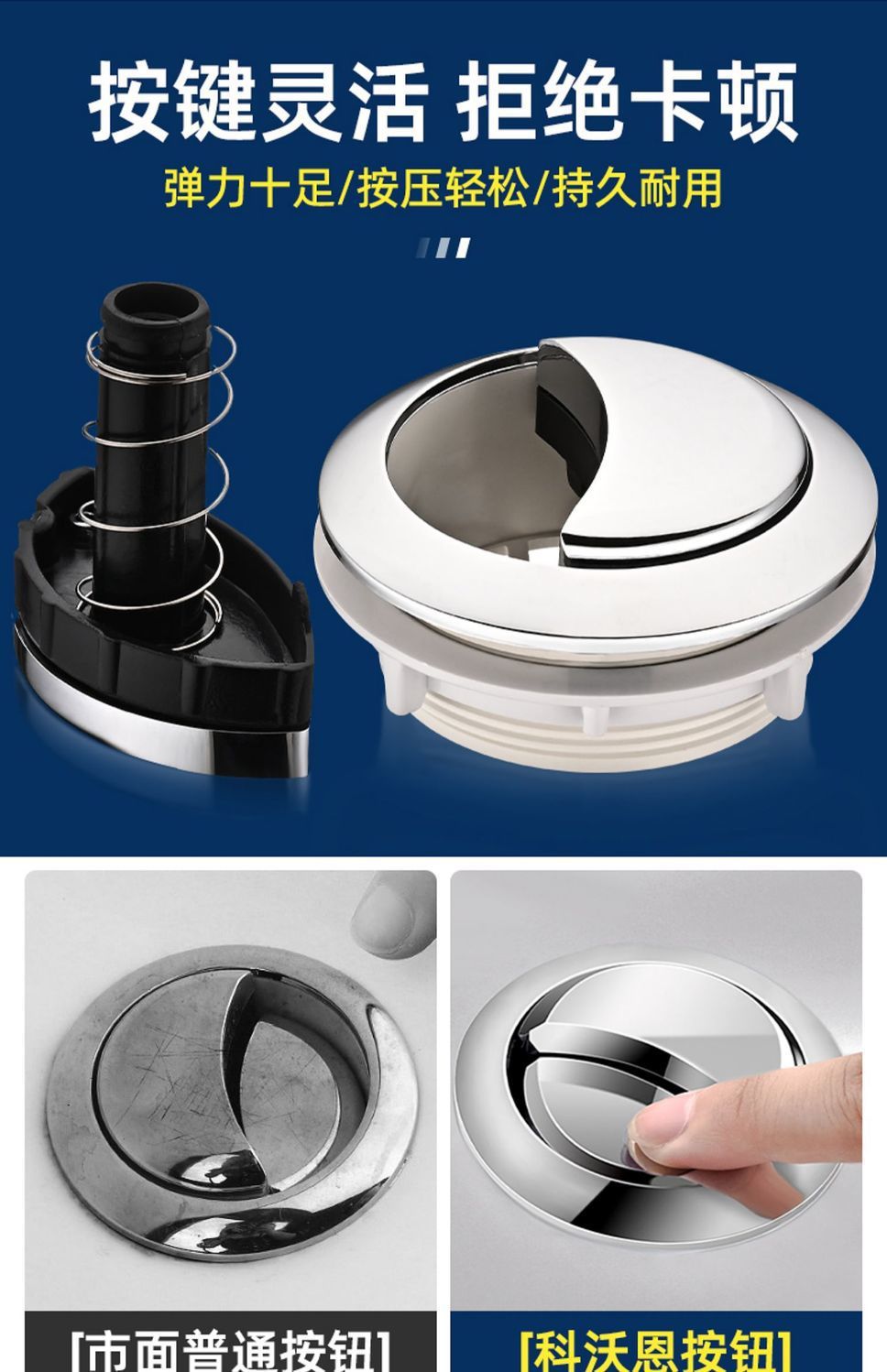Toilet button, dual-button universal flushing tank cover, toilet switch, water pumping, old-fashioned set, circular size water button undefined