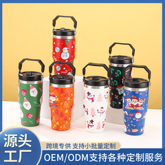 新品20ozクリスマスカーカップ大容量304ステンレス真空保温カップ高颜値ポータブルカップ