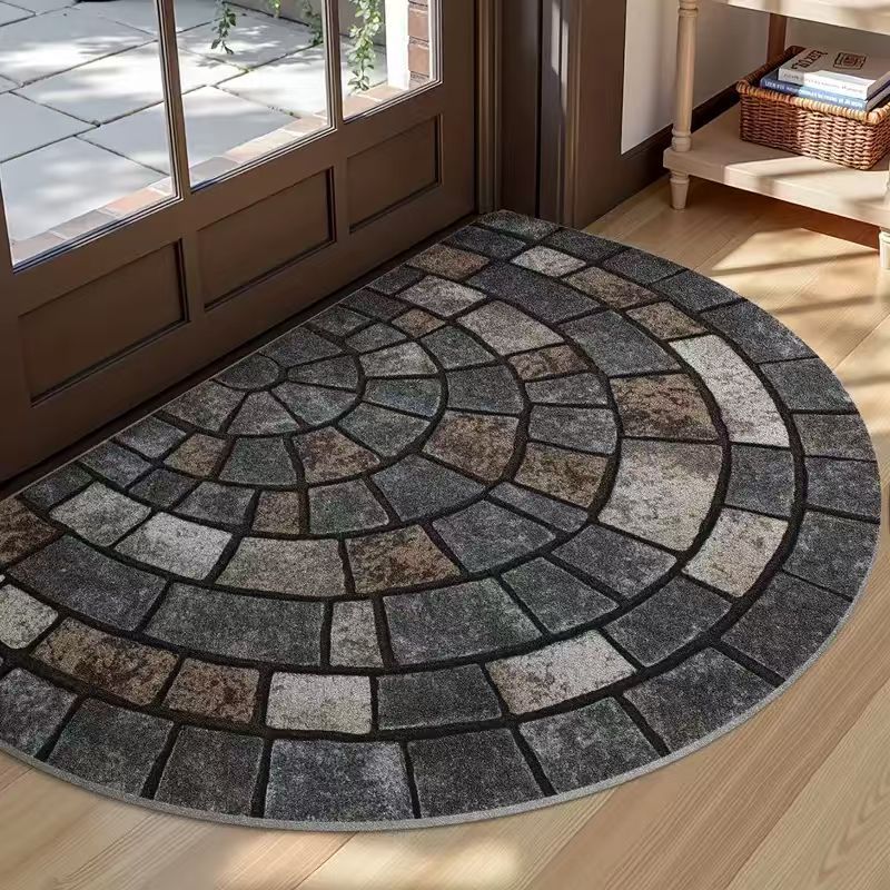 Estera floral transfronteriza estera impresa semicircular estera de suelo puerta de entrada estera de suelo puerta de baño absorción de agua estera de suelo sucia