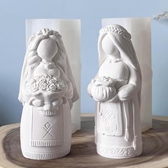 手に銭缶の女性天使シリカゲルキャンドル金型手に花の花の聖女石膏金型アロマキャンドル金型