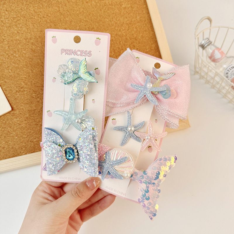 1 Set Quantity Girl'S Sweet Fish Tail Cloth Hair Clip