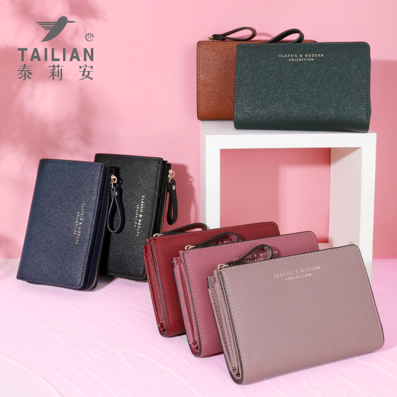 2023 tylian Nueva Cruz patrón pu billetera de las mujeres de gran capacidad transfronteriza billetera corta ins fábrica al por mayor