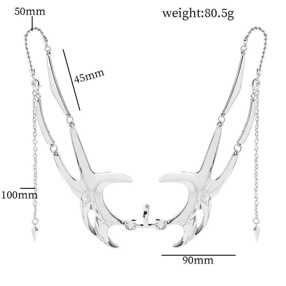 Black Head New Mechanical Blood Blade Ability Design Special-shaped Fluid Lip Ring Face Earrings Set