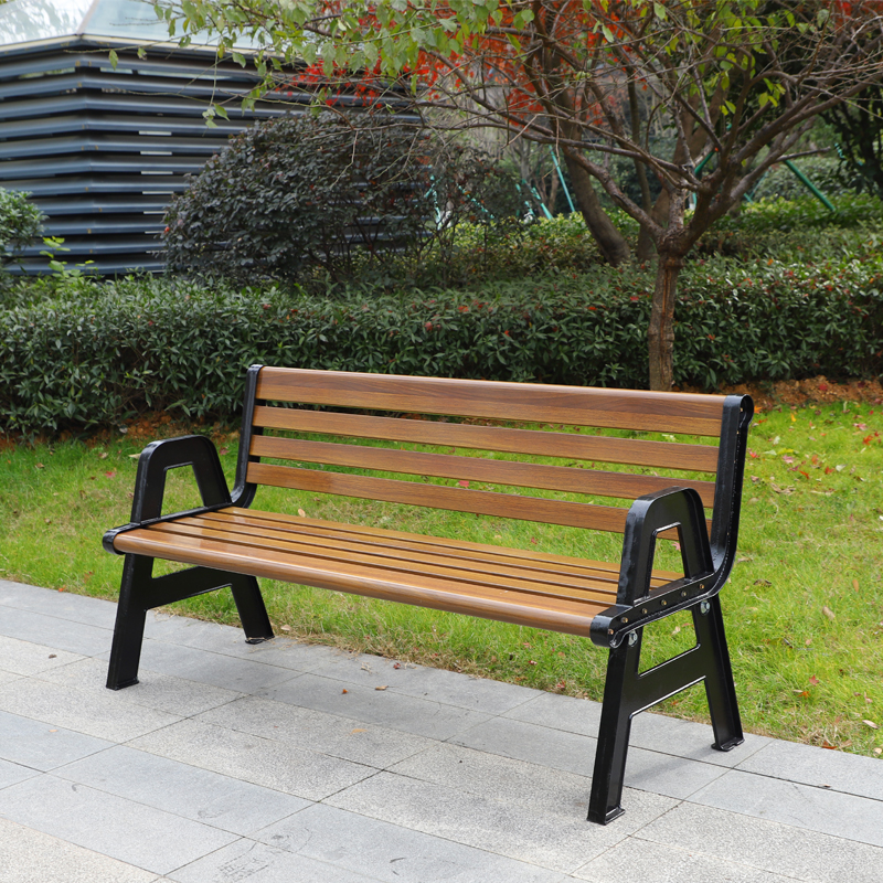 Park Chair Outdoor Bench Outdoor Backrest Row Chair Anti-Corrosion Solid Wood Plastic Wood Leisure Seat Courtyard Community Bench