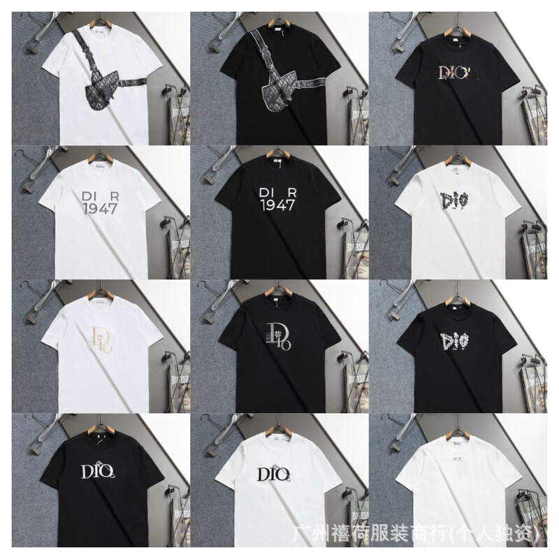 Cross-Border High-Quality Version.Dr Dijia Short-Sleeve.26Ss New Classic Letter Embroidery Unisex Trendy Brand T-Shirt