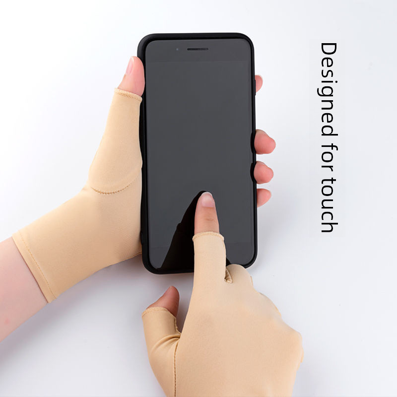 Jarné a jesenné tenké pánske a dámske spandexové opaľovacie rukavice elastické polprstové Dew dvojprstové dotykové obrazovky šoférovanie jazda vonku práca_voghion.com