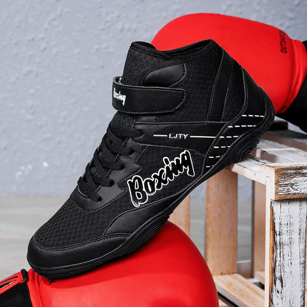 High-Top Boxing Shoes for Men and Women, Kidsren's Sanda Fighting Training Shoes, Adult Wrestling Shoes, Fitness Weightlifting Martial Arts Shoes