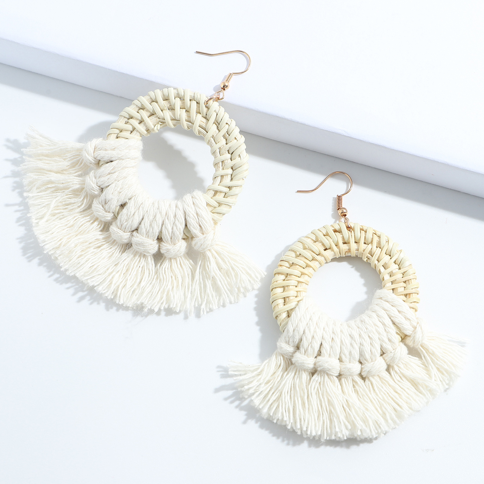 Casual Ethnic Style Geometric Cotton Thread Tassel Women's Drop Earrings 1 Pair display picture 46