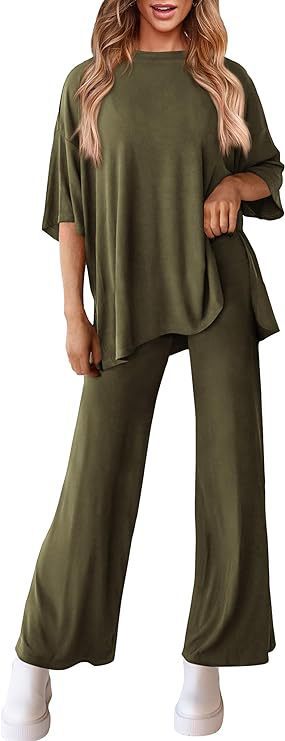 618g Weight Half Sleeve Sleeve Length Spandex, Polyester Fabric Type Pant Co-ord Set Sets Type 2 Pieces Set Quantity Daily Occasion Round Neck Neckline Loose Fit Type Solid Color Pattern Summer, Spring Season Women's Gender Casual Style Daily Women's Casual Solid Color Spandex Polyester Pant Co-ord Set Pants Sets 1