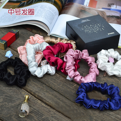 19 Mumi silk hair ties cross-border new product head flower mulberry silk hair tie headband large intestine ring manufacturer wholesale