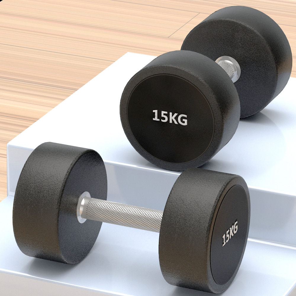 Dumbbell de cabeza redonda fija para hombres gimnasio de goma de