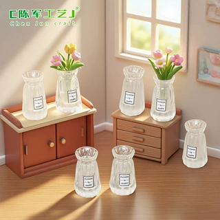微景观创意简约透色插花瓶娃娃屋 DIY装饰品挂配件迷你桌面小摆件