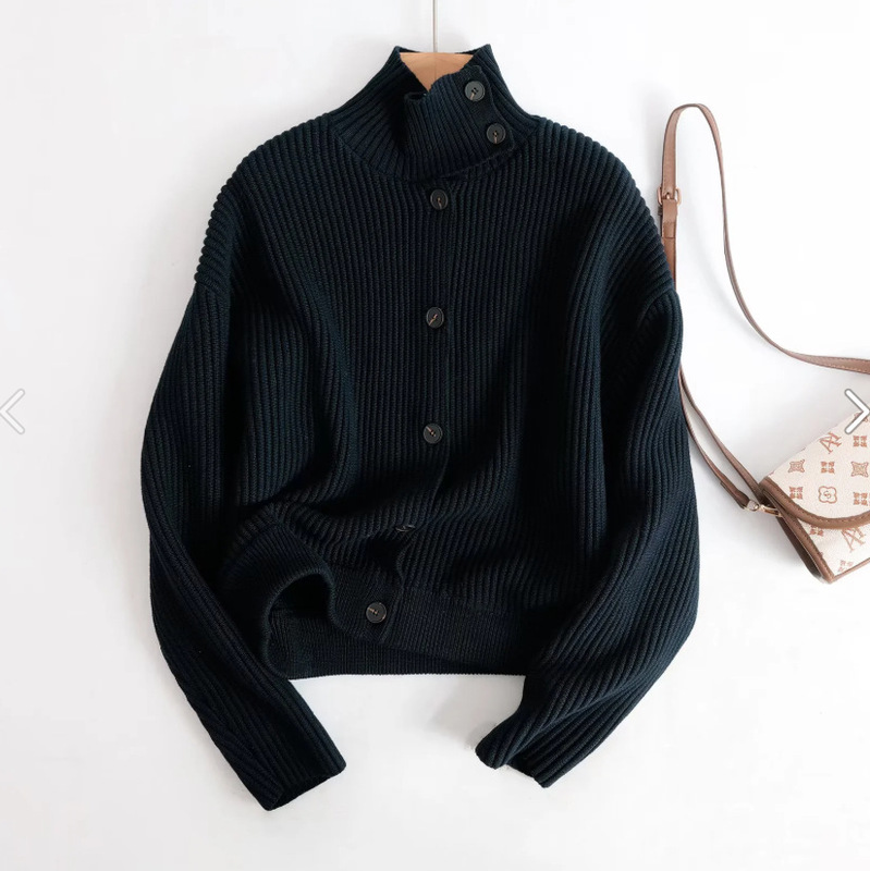 Bm&Md&Za Early Spring New Women's Design-Inspired High-Neck Knitted Cardigan Sweater 05763563401