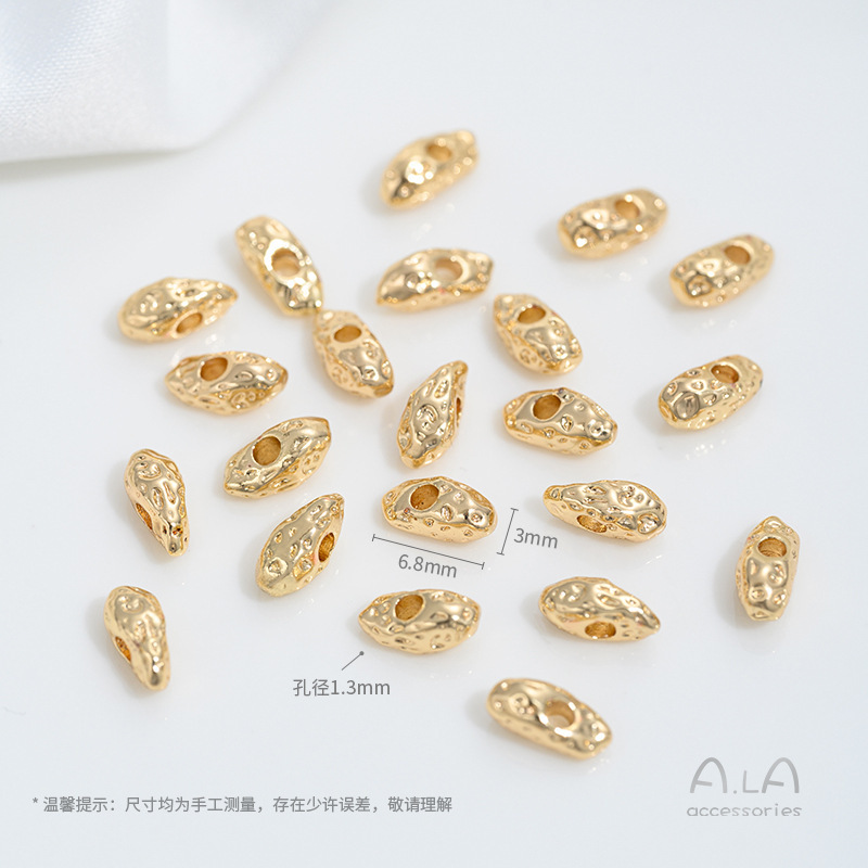 強保色14k包金不規則石珠異形隔珠毛コイルパイナップル結着片diyアクセサリー部品|undefined