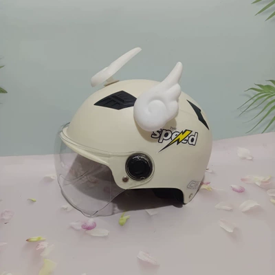 for Men and Women Lightweight — Motosiklet kaskı (dəbilqə) - harley-style-off-white-high-definition-short-white-wings-adult-model-comes-with-lightning-stickers