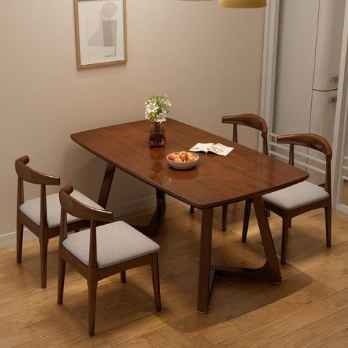 Nordic solid wood dining table modern simple economical rectangular dining table and chair combination small apartment living room home dining table