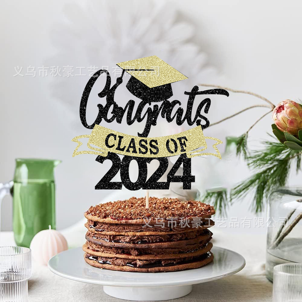Pastel de graduación tarjeta Clase 2023 alta graduación partido flash decoración suministros