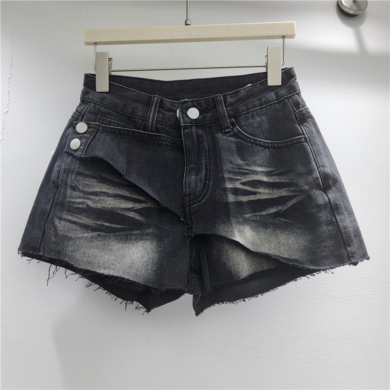 Pantalones Cortos de Mezclilla Irregulares para Mujer de Cintura Baja