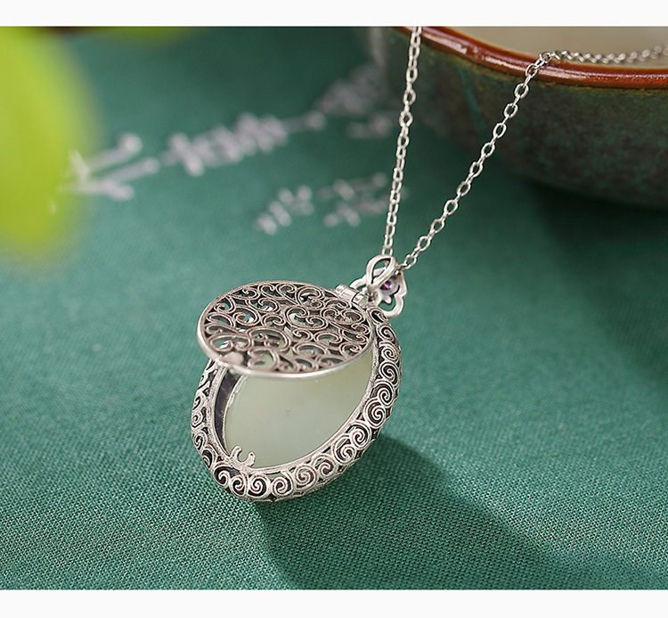 Mặt dây chuyền bạc S925 hình bầu dục trơn — Mặt Dây chuyền đơn (không có dây chuyền) chi tiết 4