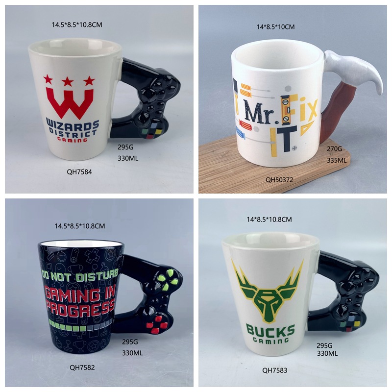 Juego creativo manija de la Taza de cerámica carta de color Máquina de Juego Rocker Taza de agua de cerámica taza de café de dibujos animados