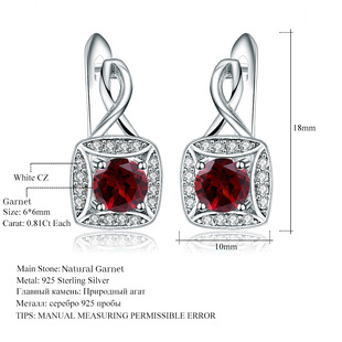 European and American fashion earrings natural garnet colored gemstone earrings s925 sterling silver set topaz exquisite earrings