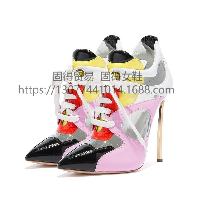 Трансграничная независимая станция ins покрытие для показа мод с цветной строчкой индивидуальные остроносые туфли женские туфли до щиколотки Boo