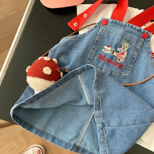 Girls denim skirt 0-6 years old summer baby girl Korean style bear dress baby embroidered cartoon skirt BQ020