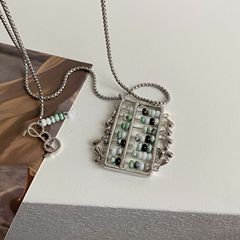吴昕同款算盘项链账房先生天然石可抽拉毛衣链小众设计长款项链女