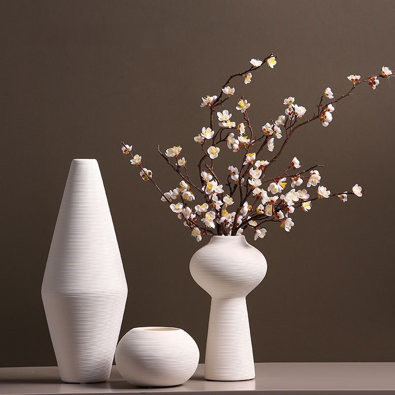 北歐ins風白色陶瓷花瓶擺件 餐桌客廳插花乾花電視櫃簡約軟裝飾品