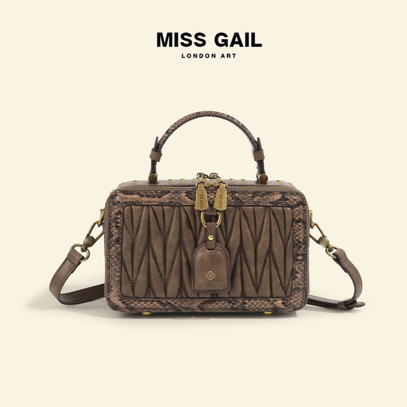 Cross-Border Hot-Selling Fashion Pleated Box Bag Retro Handbag 2026 New Style Shoulder Bag Crossbody Bag Women's Bag