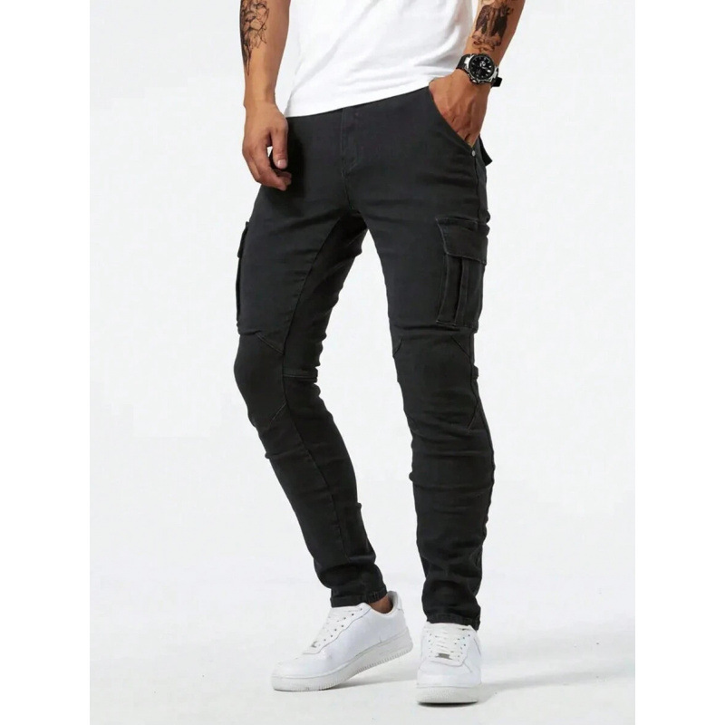 E 50714 Men's multi-pocket denim cargo pants 男士多袋牛仔工