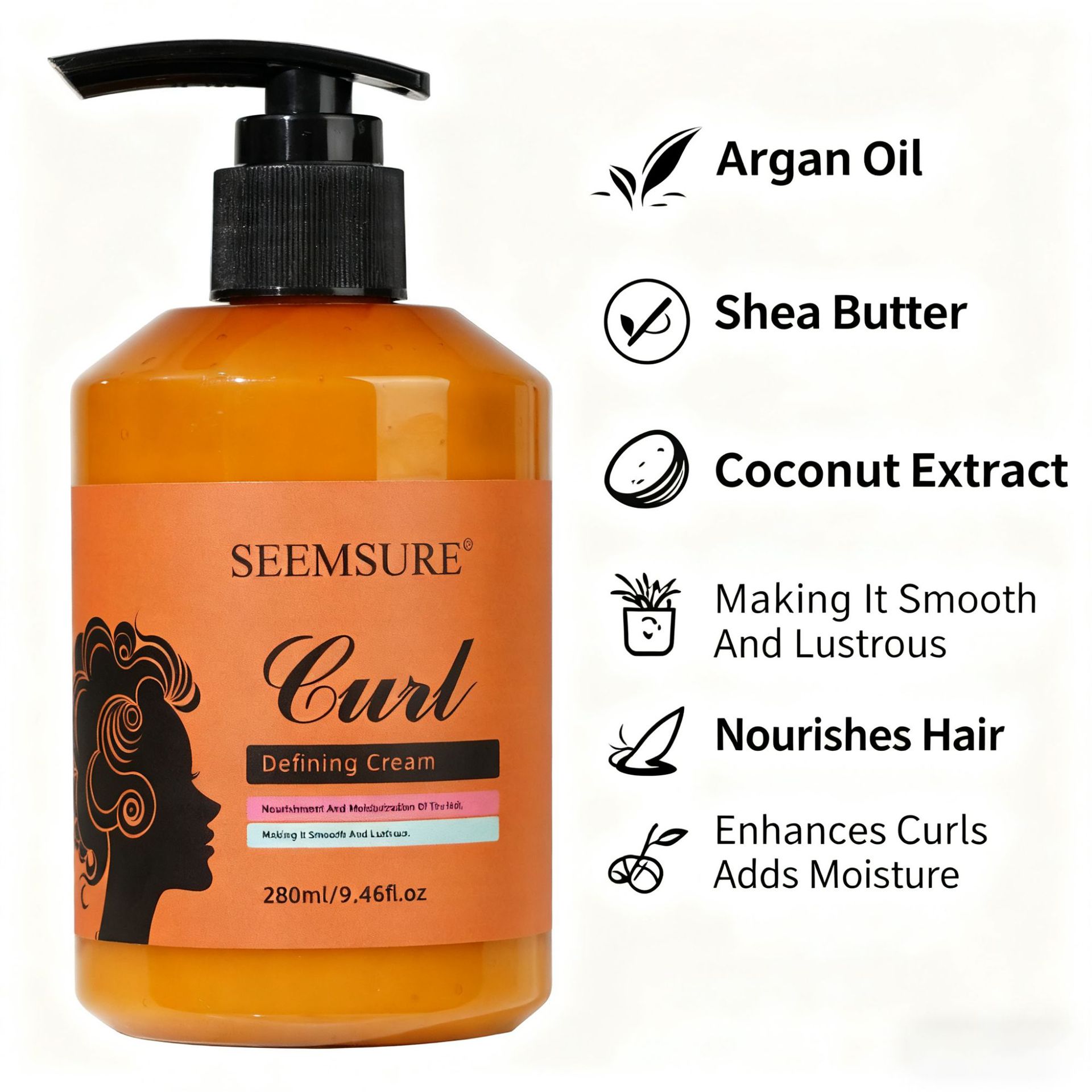 Crema de rizos transfronterizos, crema de rizos humectante de elastina, protector de rizos después de escaldar, modelado, cuidado de cabello humectante, modelado rápido