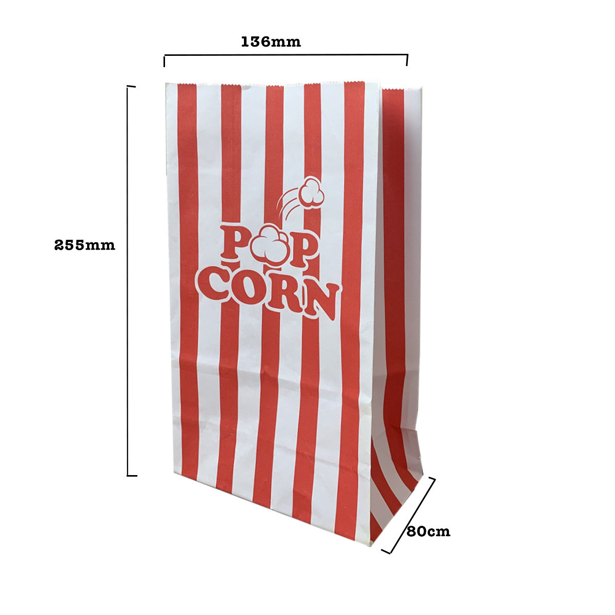 Bolsa de papel kraft desechable a prueba de aceite con fondo cuadrado para palomitas de maíz, bolsa de papel para refrigerios de Amazon, bolsa personalizada.