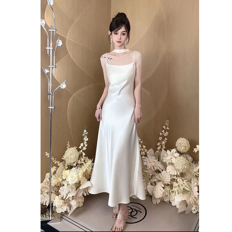 2026 Summer New Dress for Women, Fishtail Waist-Cinching Slimming Strap Dress, Long Tulle Slim-Fit Solid Color Dress 2026 Summer New Dress for Women, Fishtail Waist-Cinching Slimming Strap Dress, Long Tulle Slim-Fit Solid Color Dress